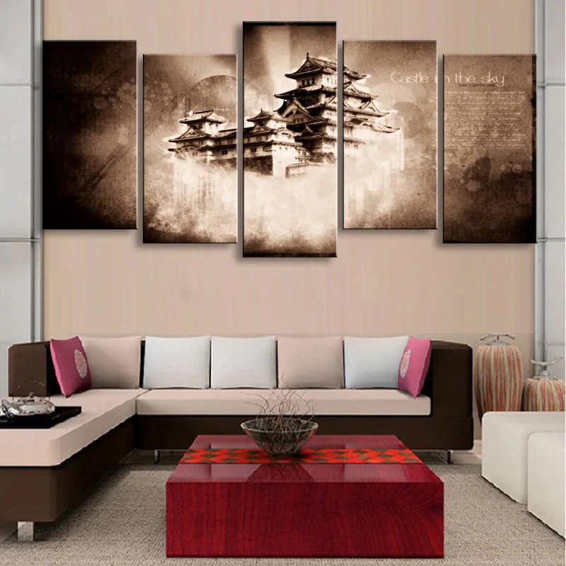 5pieces of high-definition no frame print artwork castle canvasoil painting poster and wall art living room pictureHL-8 (6)