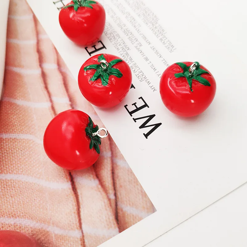 2Pcs Cute Fruit Tomato Charms fit Earrings Necklace Jewelry Findings