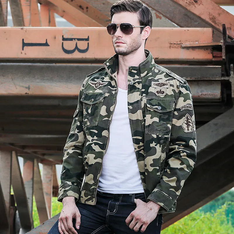 

High Quality Military Jacket Men Brand Spring & Autumn Cargo Army Coats Solid Cotton Male jaqueta masculina Plus Size M-4XL