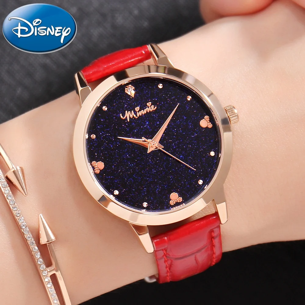 Women Luxury Bling Night Sky Star Rhinestone Shining Jewelry Ladies Genuine Leather Quartz Fashion Watches Disney Minnie Cuties Women Luxury Bling Night Sky Star Rhinestone Shining Jewelry Ladies Genuine Leather Quartz Fashion Watches Disney Minnie Cuties