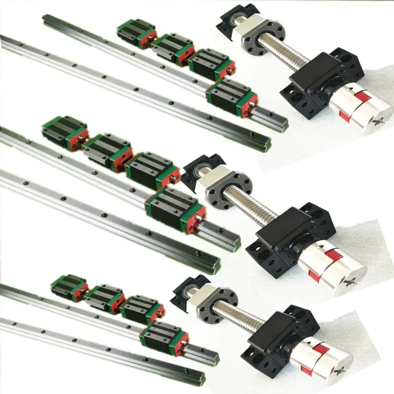 

HGR20 Square Linear guide rail 6 set HGR20 - 400/860/1240mm + SFU1605 - 350/800/1120/1120mm ballscrew + BK12 BF12 CNC parts