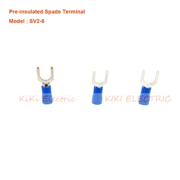 

SV2-6 Blue Insulated Spade Terminal Fork Type Pre Insulated Electrical Wiring Terminals Connector for 22AWG-16AWG 19A max.