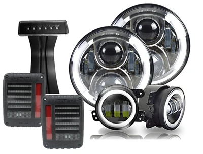 7 дюймовый светодиодный головной светильник тумана светильник поворота светильник s комбинированный комплект для 2007- Jeep Wrangler JK по низкой цене - Цвет: Mix set H