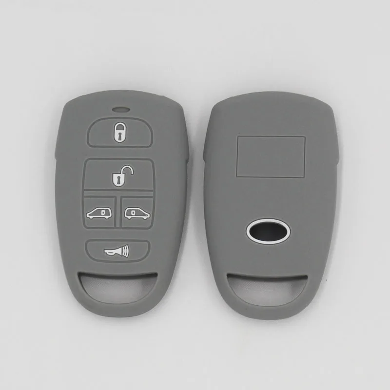 Силиконовая Резина автомобиль ключ чехол для Hyundai для Kia Sedona мини Ван 5 Пуговицы ключ чехол держатель - Название цвета: Серый