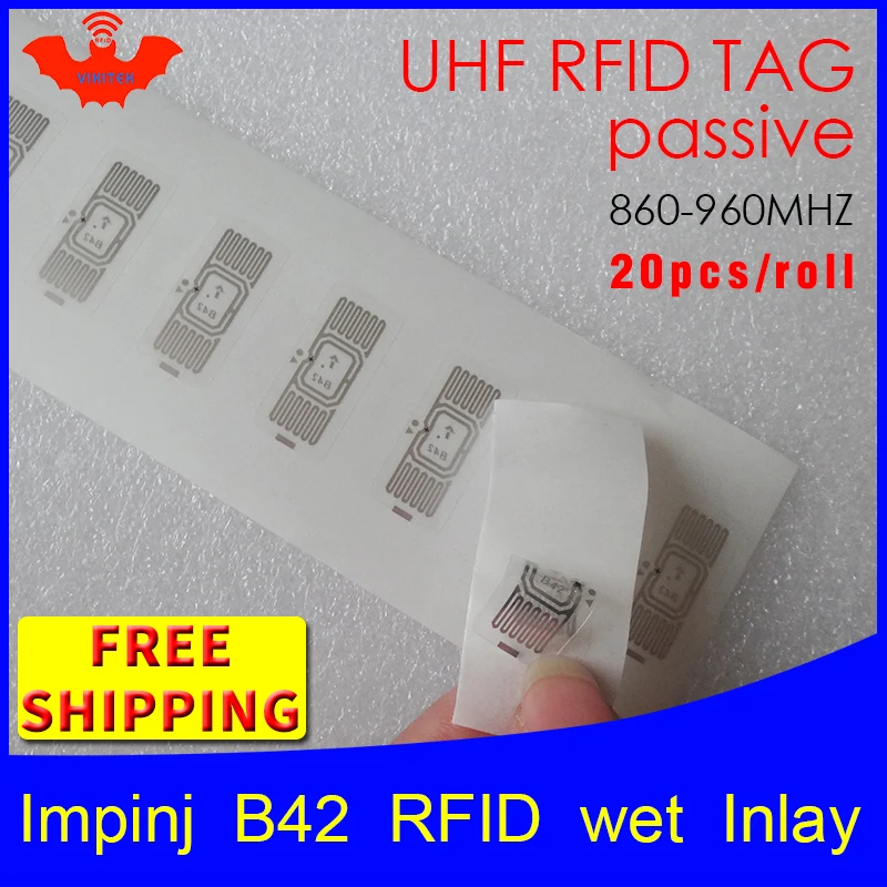 UHF RFID бирка наклейка Impinj B42 влажная инкрустация 915m868 860 960mhz Higgs3 EPC 6C 20 шт Бесплатная