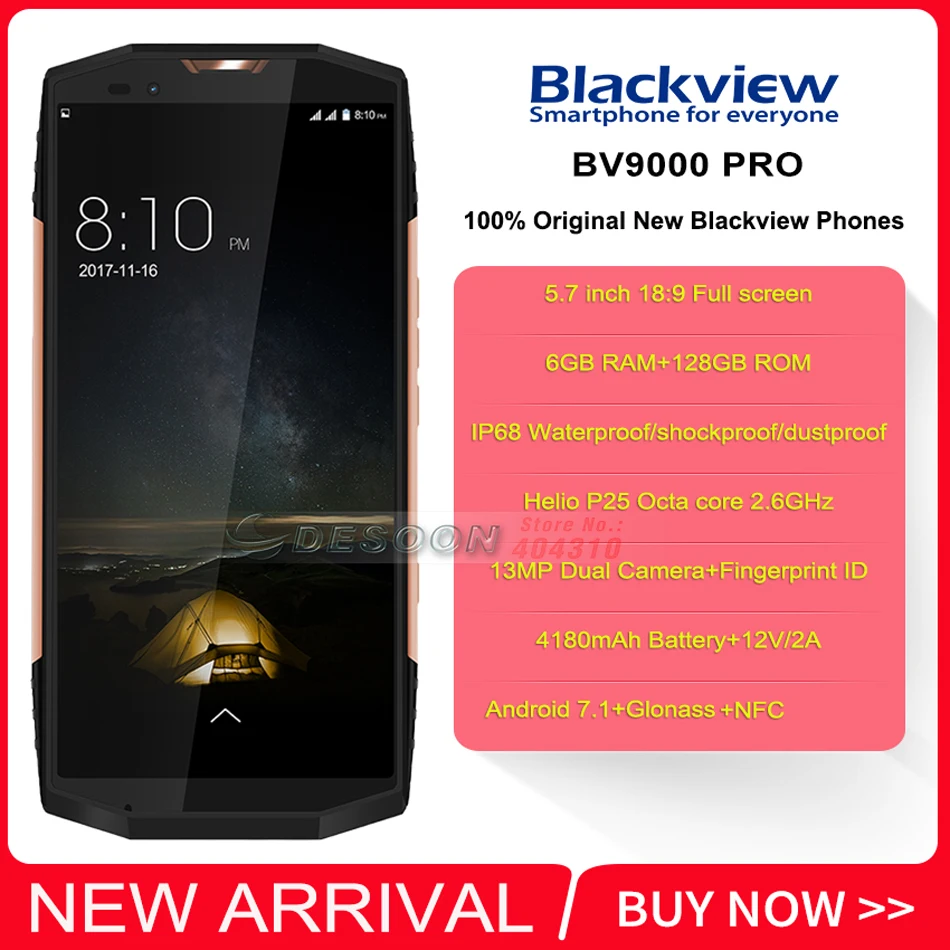 Blackview BV9000 Pro 5," 18:9 FHD+ Face ID P25 Смартфон Android 7,1 6 ГБ+ 128 ГБ IP68 Водонепроницаемый 13 МП Двойная камера NFC мобильный телефон