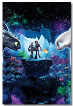 

Custom Canvas Wall Arts How To Train Your Dragon 3 Poster Night Fury Hiccup Sticker HTTYD Light Fury Wallpaper Home Decor #0856#