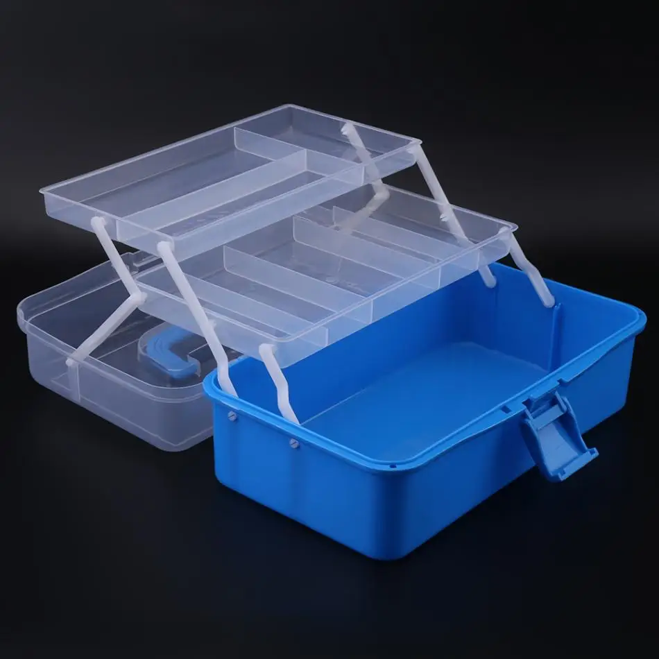 

Transparent Plastic Beads Pills Nail Three Layers Storage Box Tool Bins Organizer Container Jewelry Office Storage Case