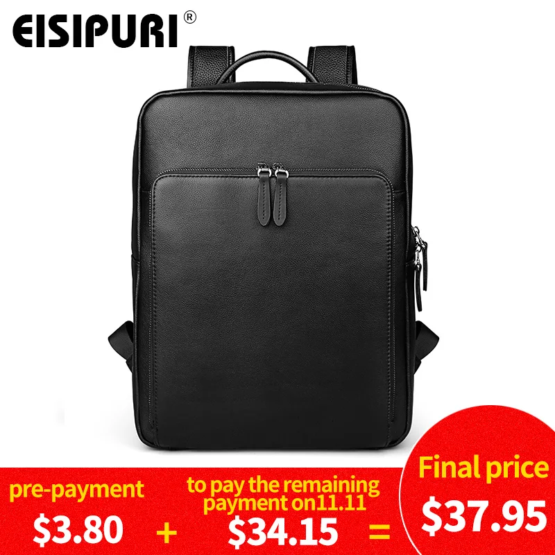 EISIPURI New Fashion Men's Leather Backpack High Quality Genuine Leather School Bags for Teenagers Large Travel Laptop Backpacks EISIPURI New Fashion Men's Leather Backpack High Quality Genuine Leather School Bags for Teenagers Large Travel Laptop Backpacks