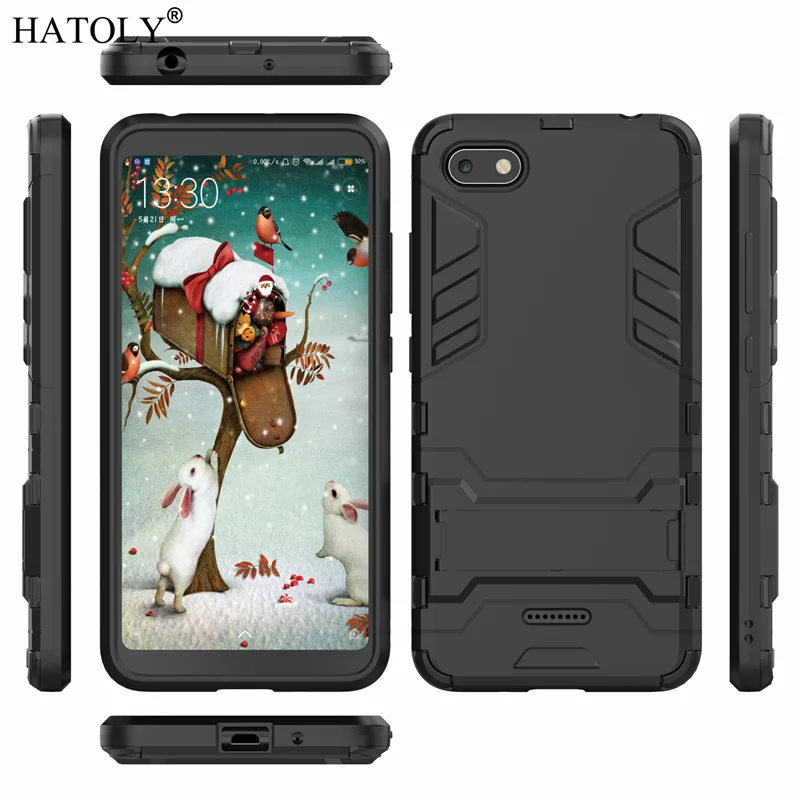 HATOLY For Armor Case Xiaomi Redmi 6A Case Redmi 6A Shockproof Robot Silicone Rubber Hard Back Phone Cover For Xiaomi Redmi 6A