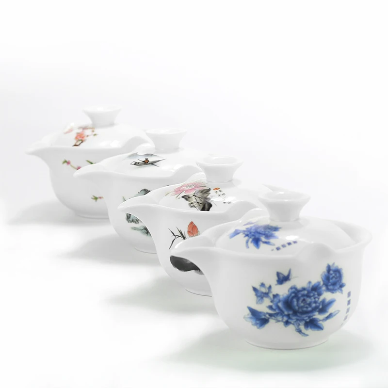 Новый чайный набор Gaiwan из костяного фарфора чайная чашка Dehua Tureen фарфоровая для