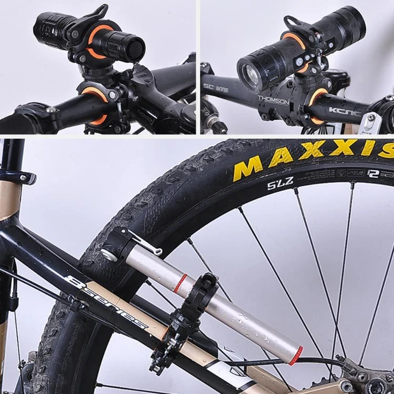 

Fee shipping Bycicle Rotating Light Double Holder Front Flashlight Lamp Pump Handlebar RUO