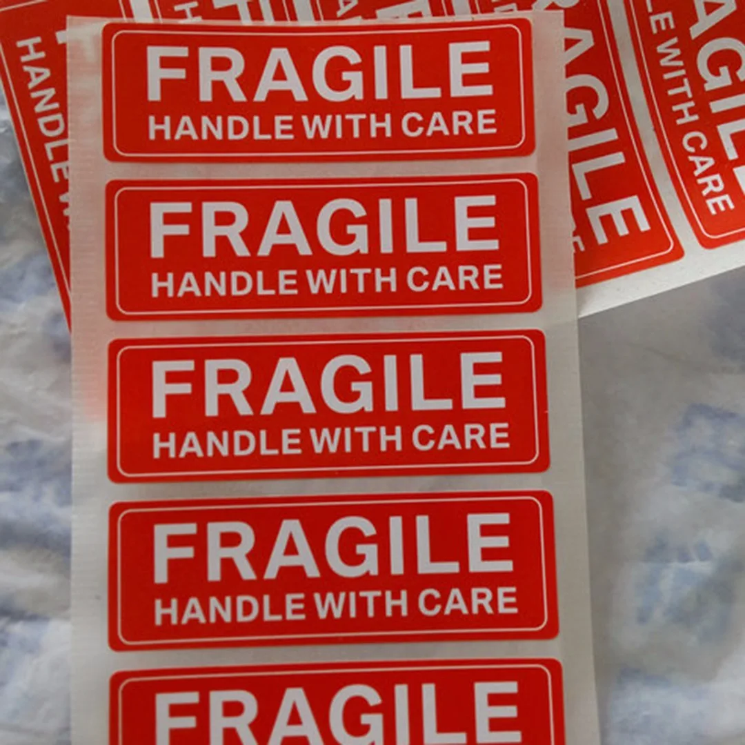 100pcs Fragile Handle With Care Label Sticker Warning Stickers 75*25mm Fragile Warning Label Sticker