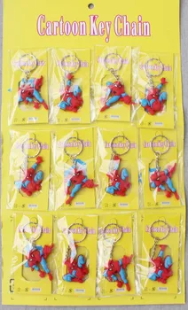 

Cute Spider Man Keychain PVC Keyring Double Sided Anime Key Chain For Bag Pendant Cartoon Charm Accessories