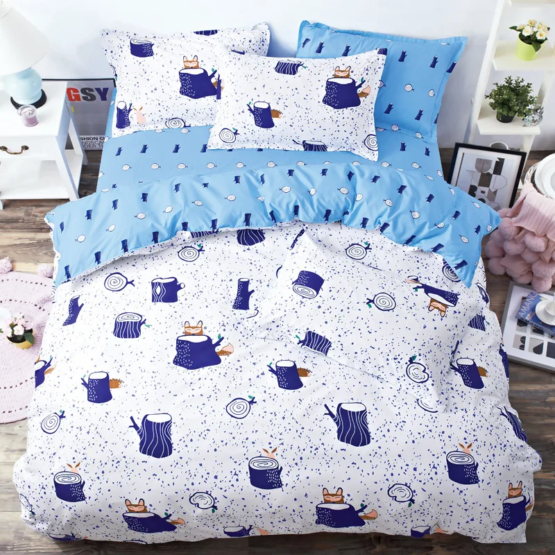 

Home bedding 4pcs flat sheet set Flamingo bed linen set sheet pillowcase&duvet cover set Cute bird child bedclothes leaf cover