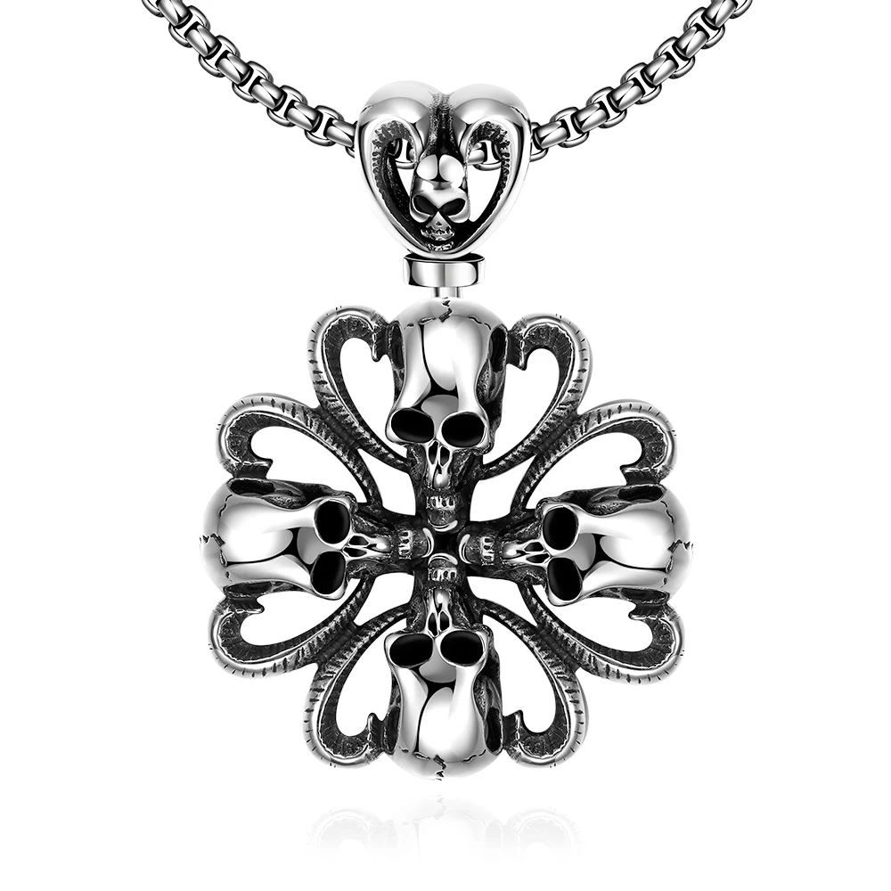 Mode Nieuwe Ontwerp Skull Cross Hanger Mannen Classic Rock Punk Verklaring Collier Zilveren Bloem Hart Zomer Fijne Sieraden