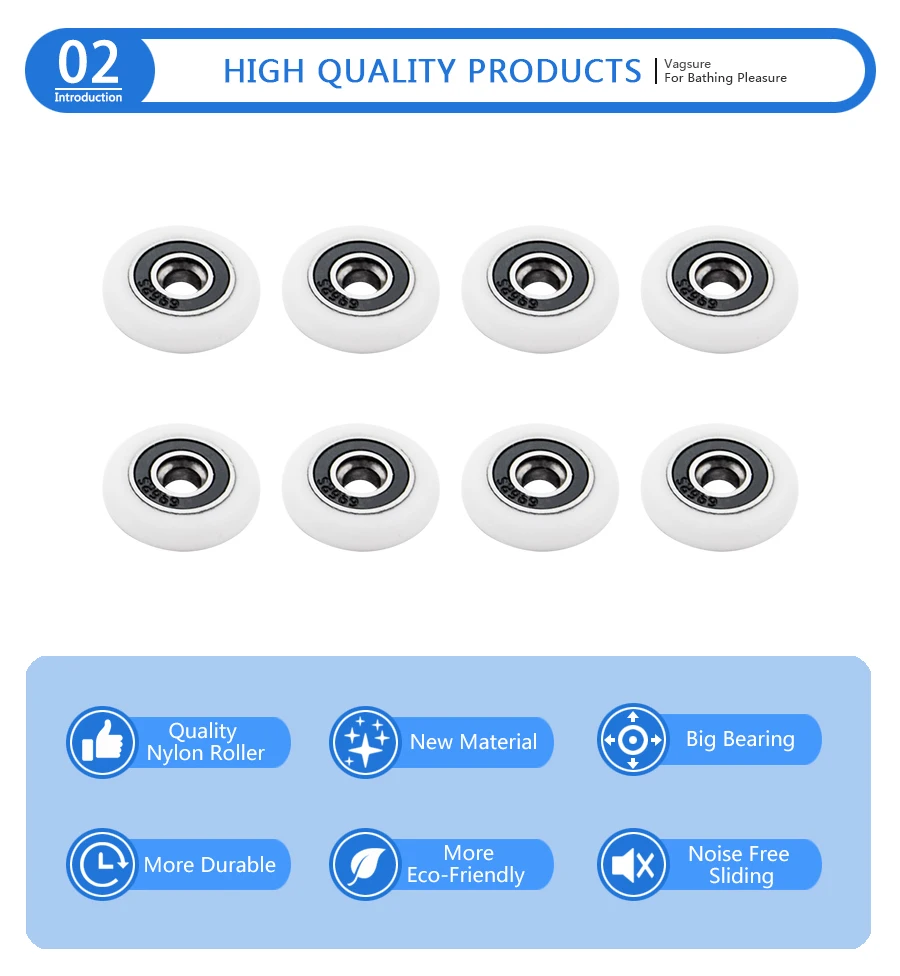 8 шт./лот, диаметр 19 мм/20 мм/22 мм/23 мм/25 мм/27 мм, крепежные детали для ванной комнаты, подшипник, направляющая двери, раздвижная душевая дверь, роликовый шкив