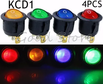 

4Pcs 3Pin ON/OFF Car 220V/12V Round Rocker Dot Boat LED Light Toggle Switch SPST Light Switch YUAN