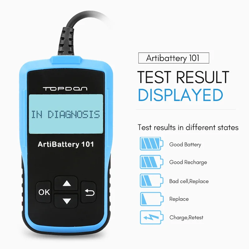 TOPDON Arti Батарея 101 для автомобилей с напряжением 12 В светильник грузовики зарядки сгибать Батарея Тестер нагрузки автомобильный диагностический инструмент анализатор металла