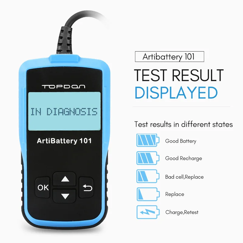 TOPDON AB101 автомобиля Батарея Тестер 12V 100 к 2000CCA Напряжение тестер для быстрое
