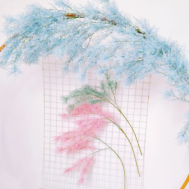 

Wedding Road Lead Arch Backdrop Decoration Artificial Rime Flower Romantic Home Party Cedar Pine Stem Branch Plastic Mist Grass