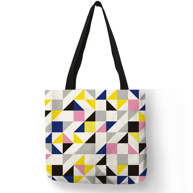 Creative Geometric Pattern Shoulder Bag Colorful Triangle Printing