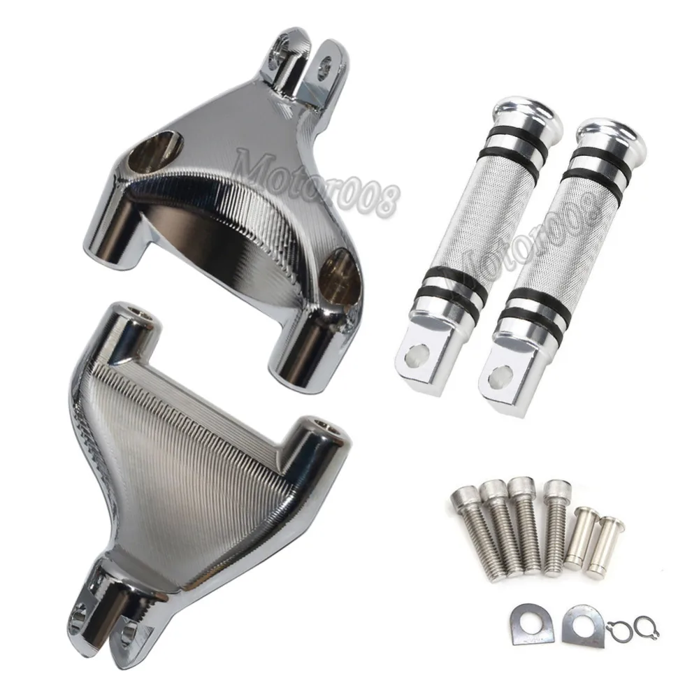 Chrome CNC Billet Knurled Passenger Rear Footrest Foot Peg Footpeg