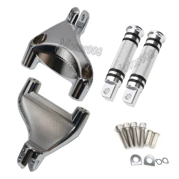 

Chrome CNC Billet Knurled Passenger Rear Footrest Foot Peg Footpeg Mount Brackets For Harley XL 883 1200 Sportster 2004-2013