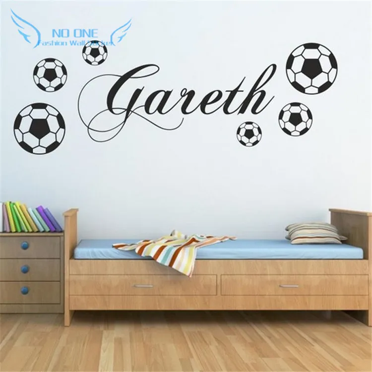 PERSONALIZED FOOTBALL wall sticker sports boys name bedroom footballer