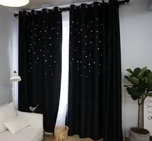 Custom Made Fashion American Country Curtain Star Hollow Out Black Curtains Living Room Kid’s Bedroom Blackout Window Curtains