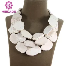 7 цветов 3 ряда натуральный камень ломтик ожерелье Мода крем дамы камень ювелирные изделия TN102