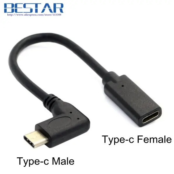 20cm 90 Degree Right Angled USB C USB 3.1 Type C Male to Female