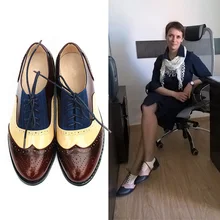 Frauen Wohnungen Oxford Schuhe Frau Echtem Leder Turnschuhe Damen Brogues Vintage Casual Oxfords Schuhe Für Frauen Schuhe