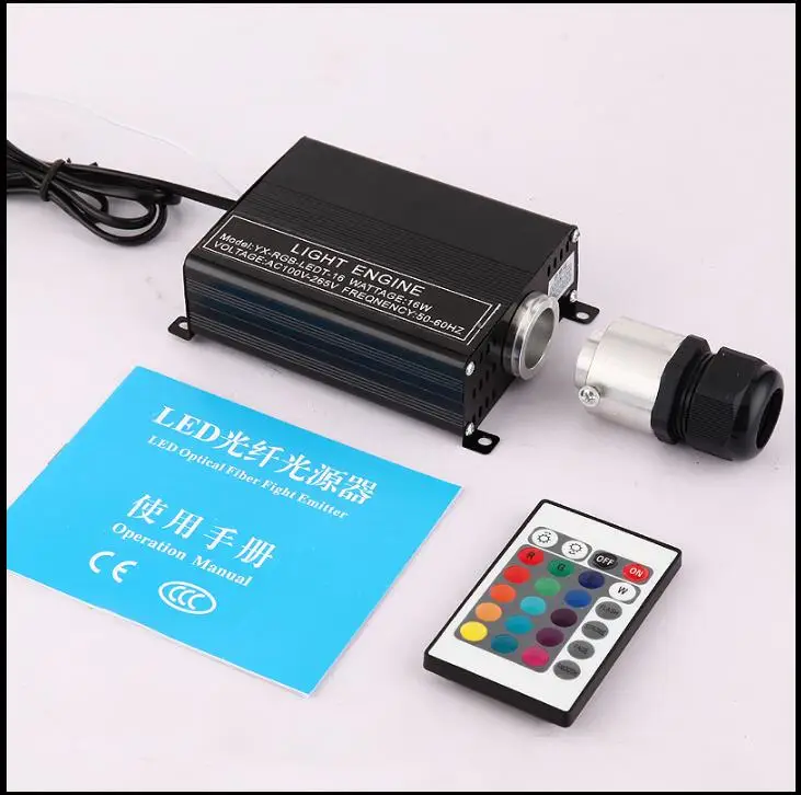 Led RGB 16 Вт оптический волоконный светильник двигатель Оптическое волокно драйвер с 24 ключ RF дистанционного волоконно-оптический светильник ing x 20 шт