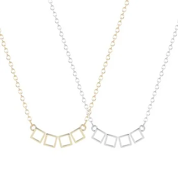 QIMING  Square Cubic Geometric Collar Pendant Necklace Para Statemnt Elegant Necklace Jewelry for Women Christmas Gift Fashion