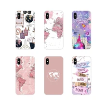 Accesorios fundas de teléfono para Samsung Galaxy S4 S5 MINI S7 S6 edge S8 S9 S10 Plus Note 3 4 5 8 9 planes de viaje del mapa mundial