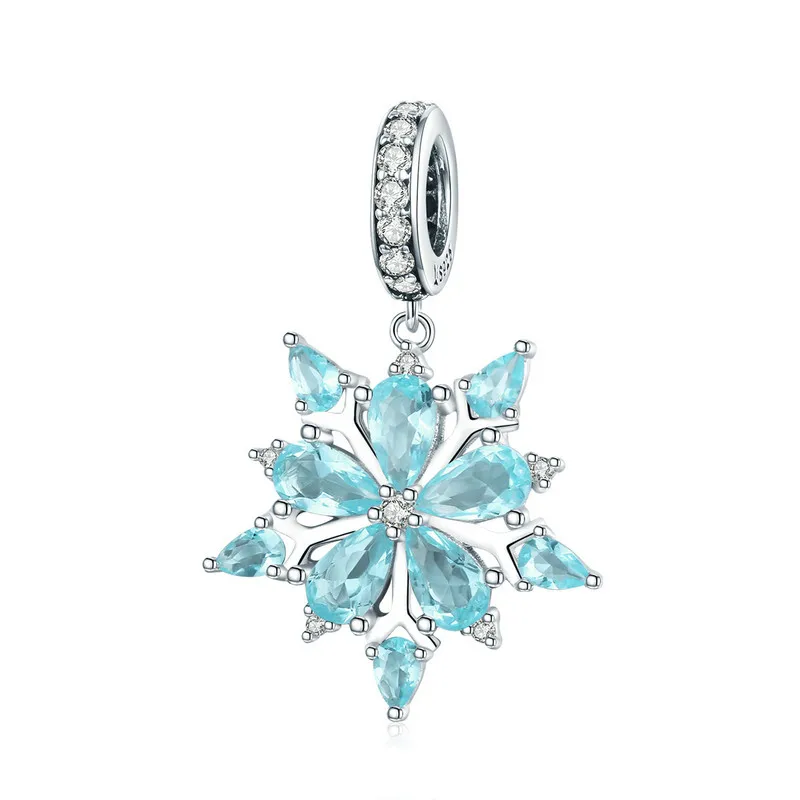 Зимний стиль, 925 пробы, серебряный, элегантный, красивый, снежинка, бисер, подвеска, подходит к оригиналу, Пандора, браслет, ювелирные изделия с бриллиантами - Цвет: SCC940