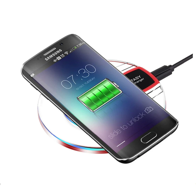 

2019 Ultra-Thin Crystal K9 Wireless Charger For iphone X Mobile Phone Qi Fast Charge Wireless Charging Base Transmitter Round