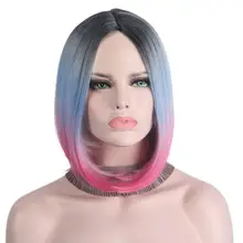 Короткий парик естественная волна Омбре Anxin синтетические парики для косплея для черных женщин прямые красные волосы черные корни цвет высокая температура