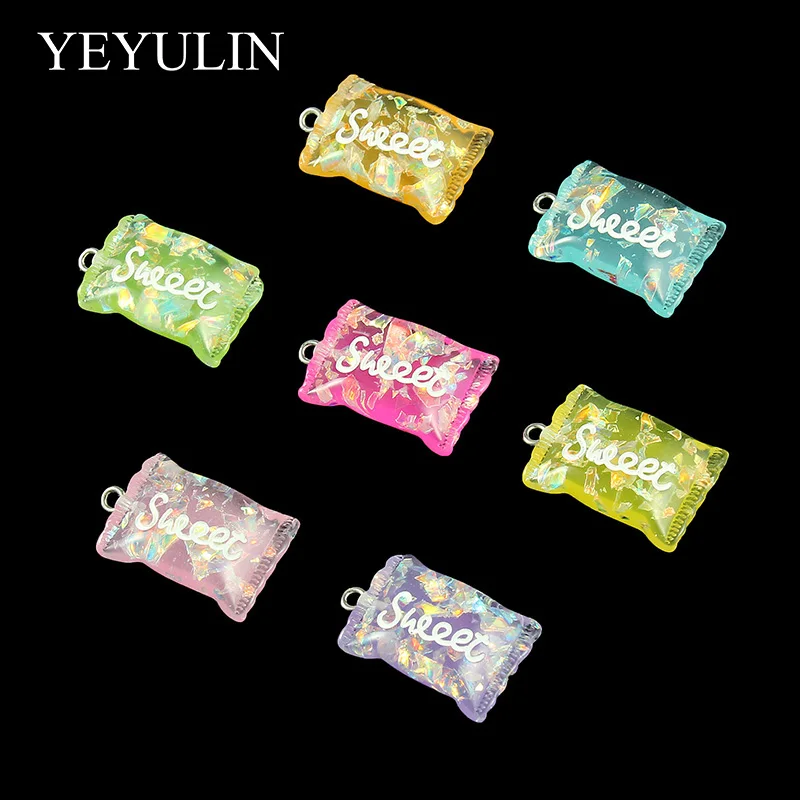 

10pcs Cute Mixed Color Sweet Resin Candy Charms Pendant Fit Woman girls DIY Necklace Bracelet Jewelry Making
