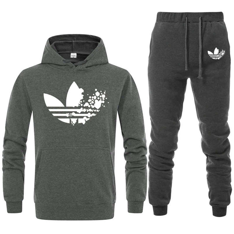

New Tracksuit Men Hoodies Suit Fleece Warm Sweatshirt Suit Hoodie+Sweatpants Set Jogging Homme tracksuit survetement homme 2019