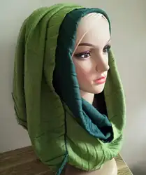 Плиссированные шарф двусторонний материал 2 тон хиджаб краями TR хлопковый шарф Новая мода 185*70 см твердых хиджаб шаль Бесплатная доставка