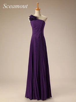 

Long Evening Gown Ladies Formal Dresses Party Dresses One Shoulder Chiffon Long Evening Dress Plus Size With Flowers
