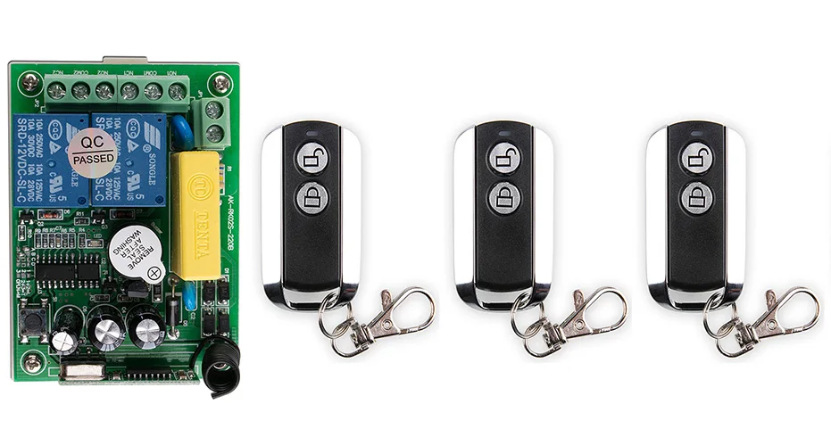 

latest AC 220V 2 CH 2CH RF Wireless Remote Control Switch System 1pcs Receiver &3pcs 2 Keys metal waterproof Remote