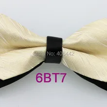 Yibei Coachella Галстуки черный низ бежевый лук Галстуки полосы алмаз кожа выбор мужской галстук-бабочка регулируемый смокинг бабочки