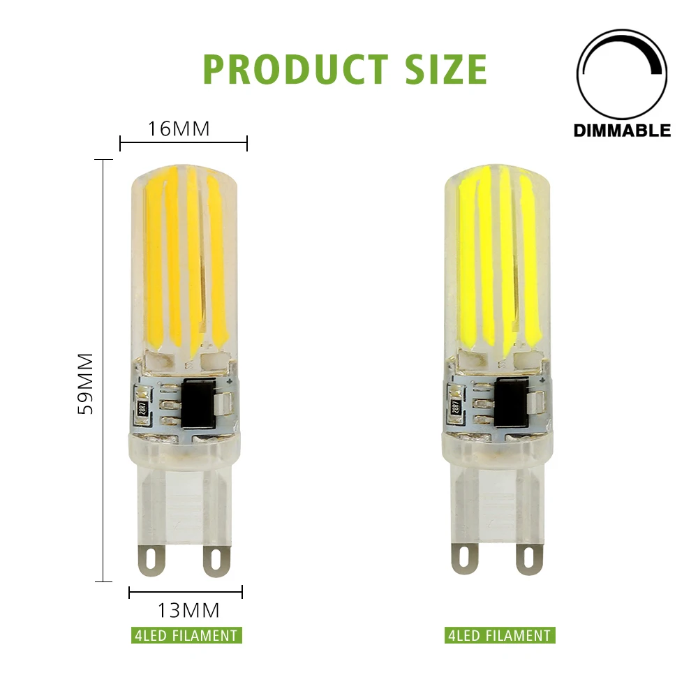 Elinkume G9 светодиодные лампы 5 Вт лампочки с регулируемой яркостью лампы 4 шт. нить AC220V светильник энергосберегающие ампулы светодиодные лампы для Люстра заменить галогенные лампы