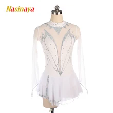 Nasinaya фигурное катание платье по индивидуальному заказу для соревнований по фигурному катанию юбки для конькобежцев для девочек Для женщин детская гимнастика производительность белый