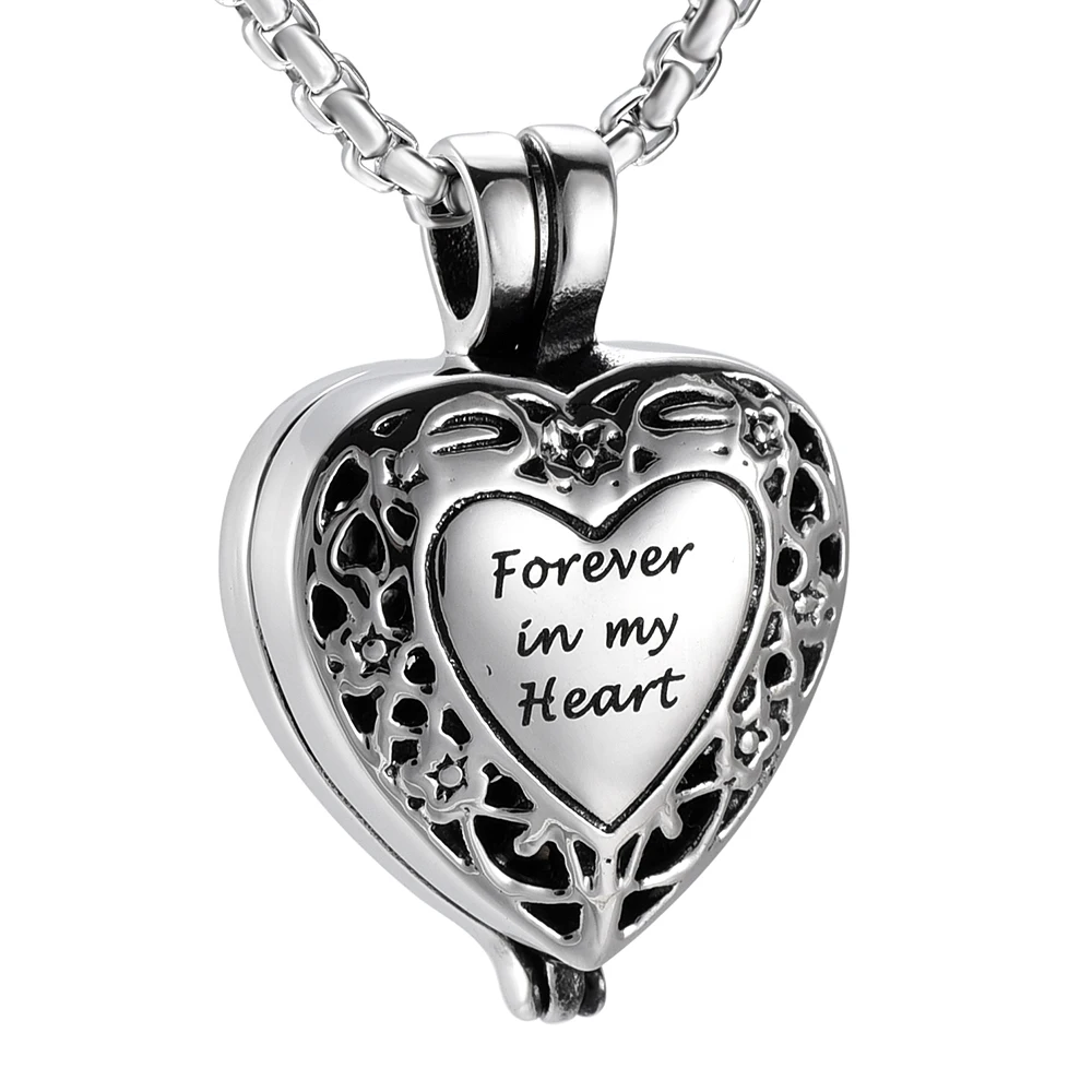 JJ001 Forever In My Heart Stainless Steel Cremation Locket Necklace For