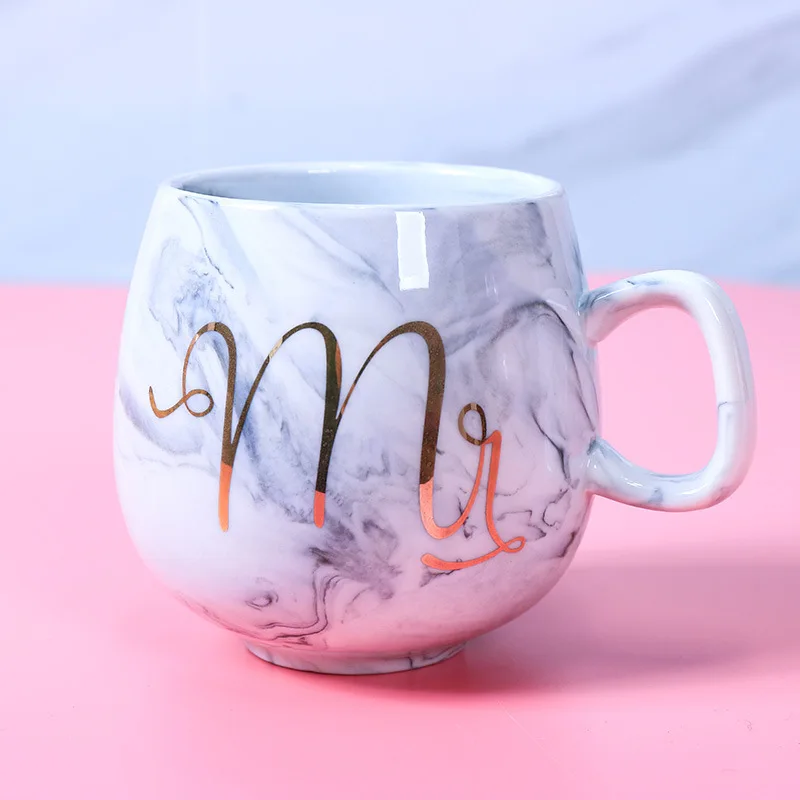 Креативные парные чашки ins мраморные керамические чашки Фламинго Чашки Кружки Кофейные чашки 350 мл - Цвет: Синий