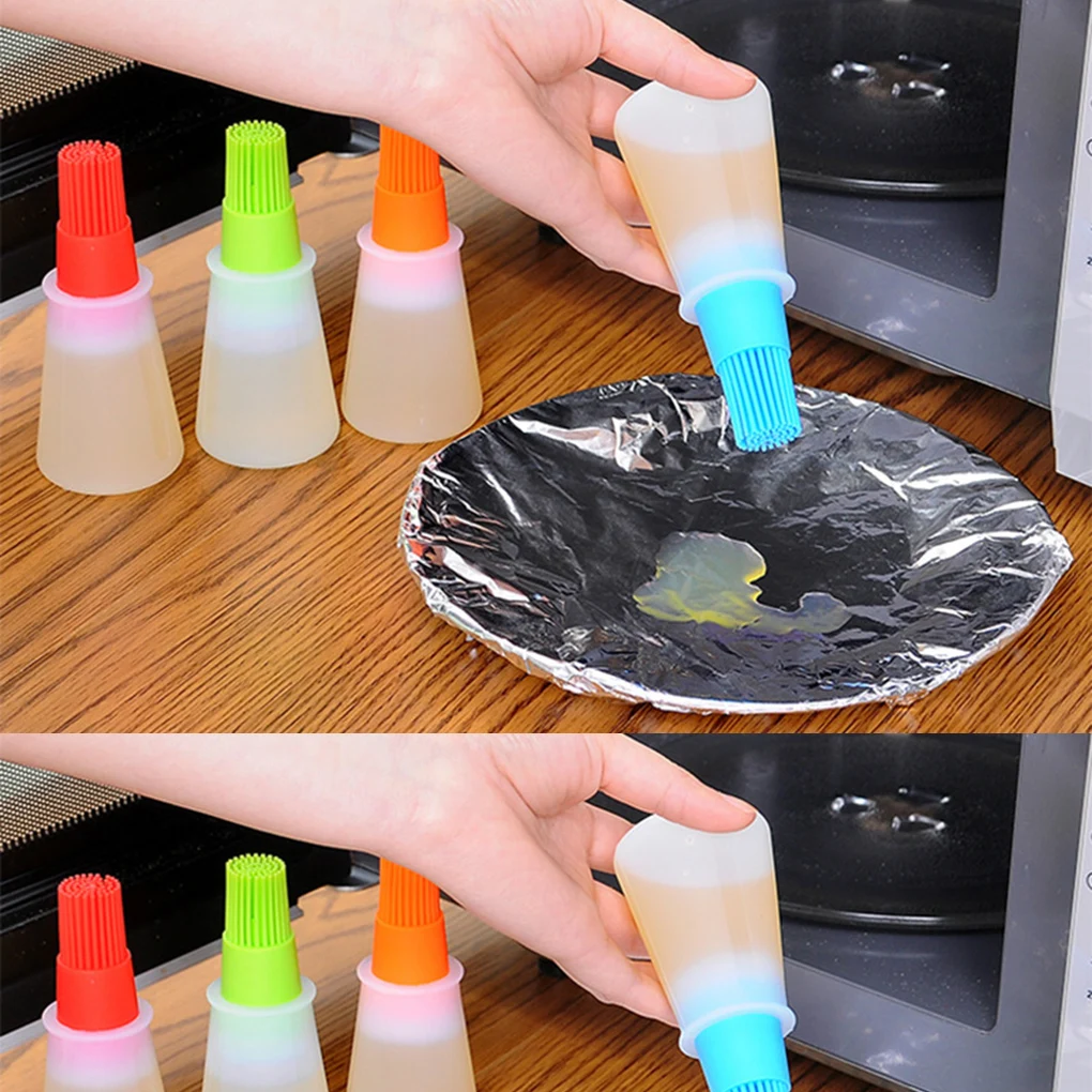 Portable Silicone Oil Bottle with Brush Grill Oil Brushes Liquid Oil